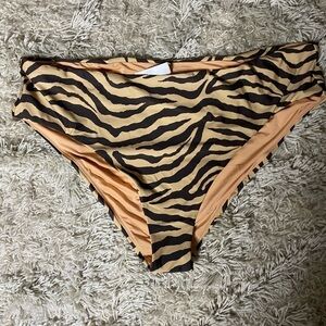 J. Crew Womens High Waisted Bikini Bottom Zebra Stripe Size 3X High Cut Leg New